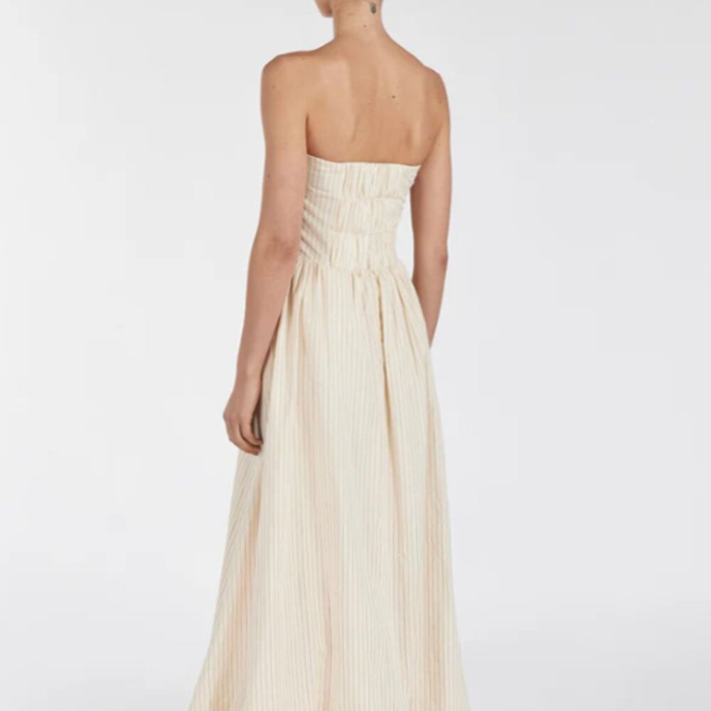 DISSH Riley Strapless Cotton Stripe Dress NWT in a butter yellow/cream